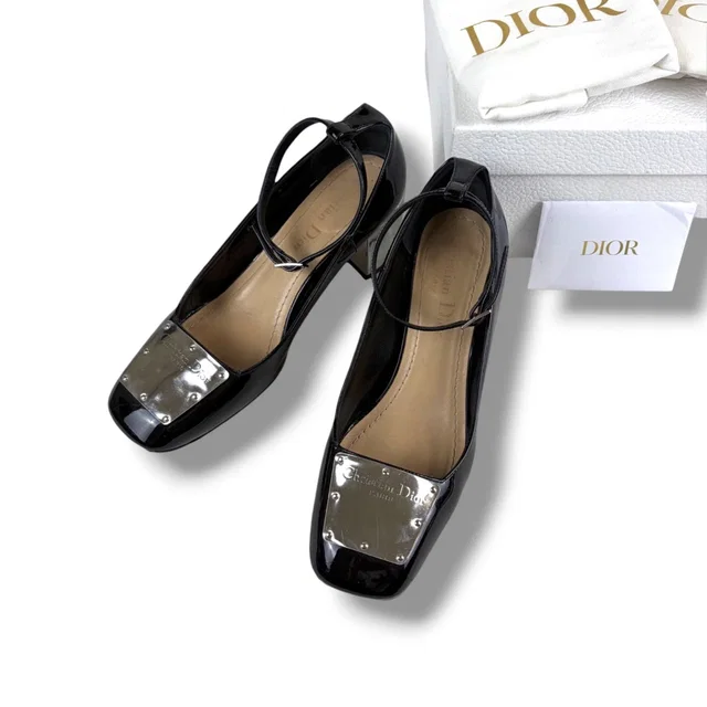 Dior la Parisienne D Square Toe Pumps Ballet Core Heels in Patent leather from The Reluxe
