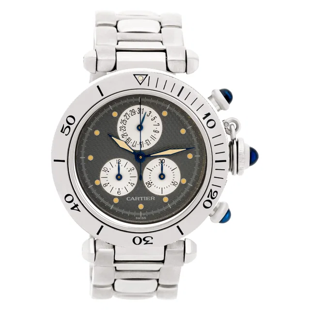 Cartier Pasha Chronograph 35mm 1352-1 in Stainless Steel from Gray And Sons