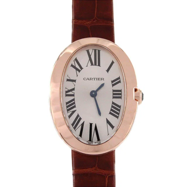 Cartier Baignoire SM Pink Gold Quartz in Pink Crocodile from LuxUness