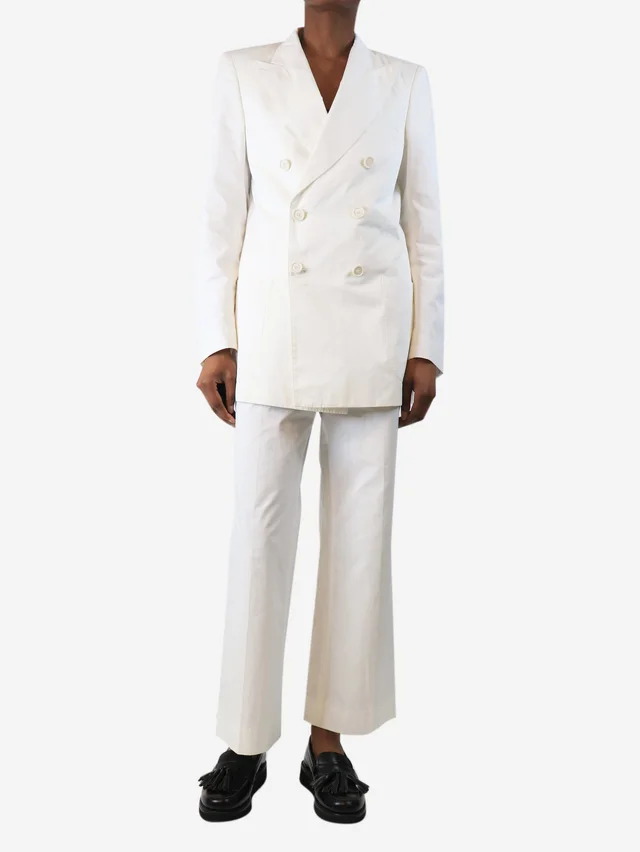 Maison Margiela White two-piece jacket and trouser suit set - size UK 6 in White from Sign of the Times