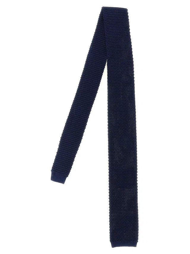 Brunello Cucinelli Silk Knit Necktie — Navy Neckties in Navy Silk from HEWI