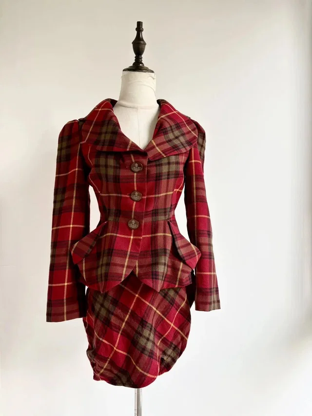 Vivienne Westwood Vintage Red Check Heart Collar Suit Size 2, Women's (Size Xs) in red from Grailed