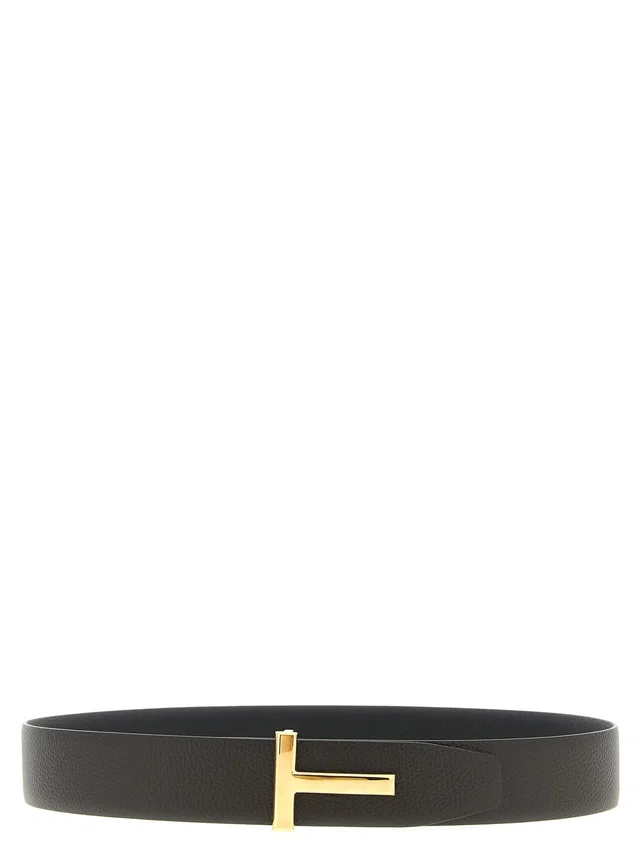 Tom Ford Icon Belt — Black Grain Leather in Black Leather from HEWI