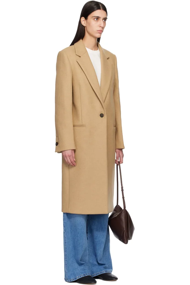 TOTEME Beige Classic Winter Coat, photo 2 of 4 from SSENSE