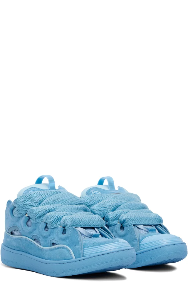 Lanvin Blue Curb Monochrome Suede Sneakers, photo 4 of 4 from SSENSE