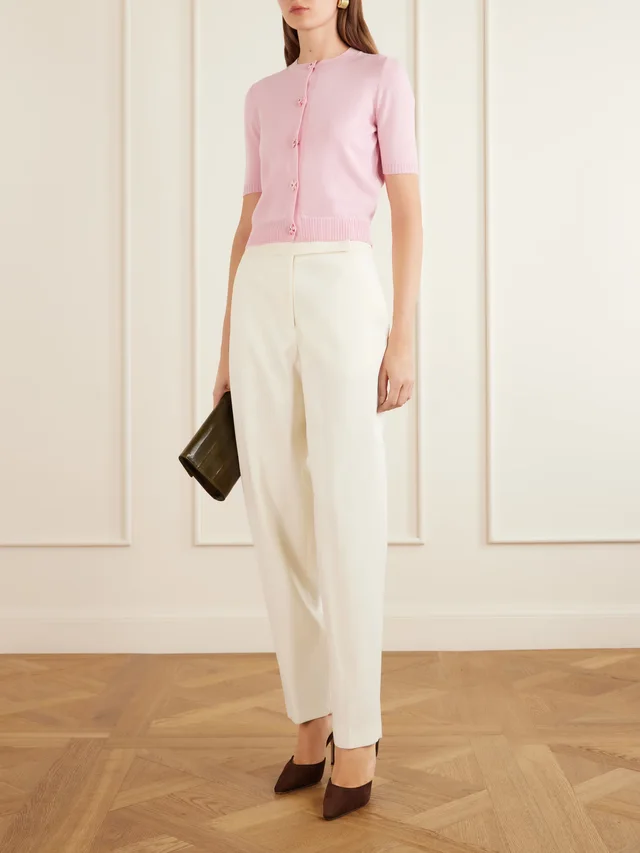 OSCAR DE LA RENTA Cropped floral-embellished cashmere cardigan in Pink, photo 2 of 2 from NET-A-PORTER (Canada)