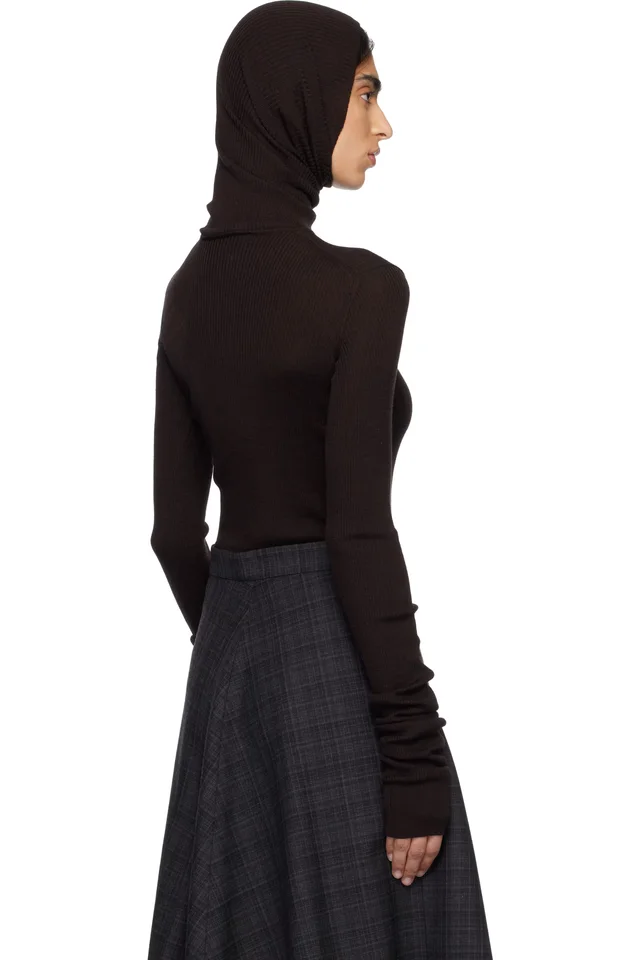 MARIE ADAM-LEENAERDT Brown Balaclava Sweater, photo 3 of 5 from SSENSE