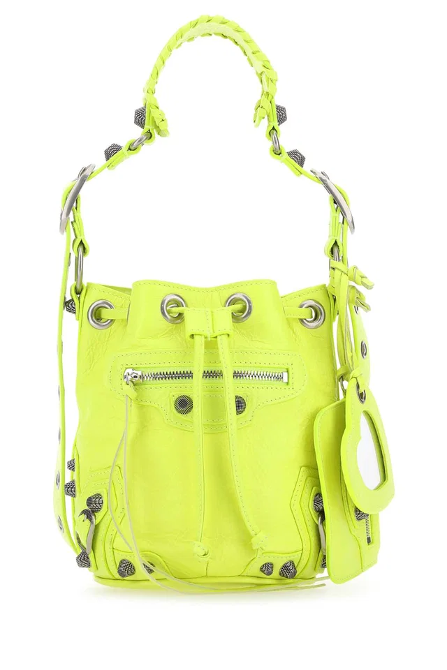 Balenciaga Le Cagole Bucket Bag — Yellow P Domesticated Lamb in Yellow Lambskin from HEWI
