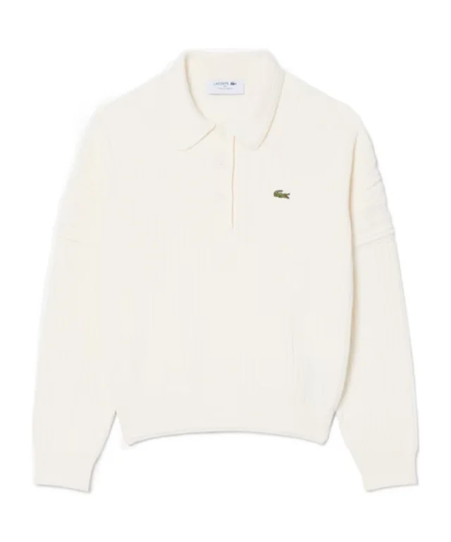 Lacoste ribbed-knit long-sleeve polo shirt from SENSER, photo 1 of 1