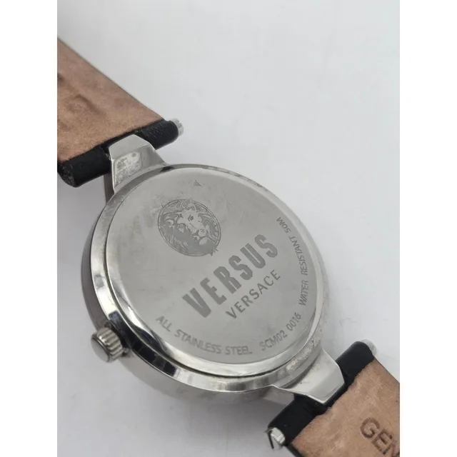 Versace Women's Analogue Watch - Black/Silver in gray|black|silver from Depop, photo 7 of 9