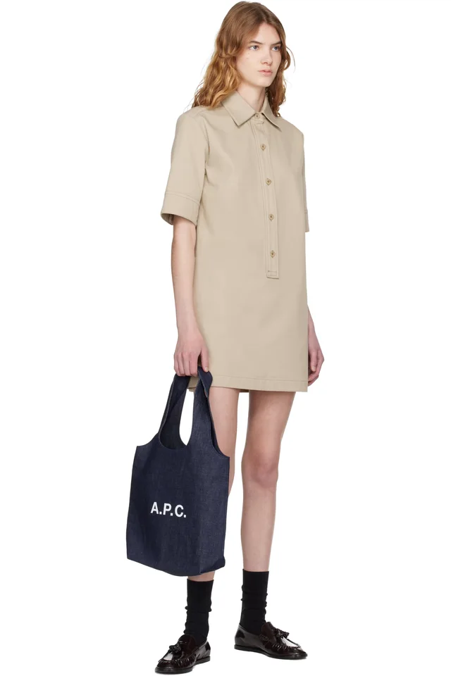 A.P.C. Navy Ninon Small Denim Tote, photo 4 of 4 from SSENSE