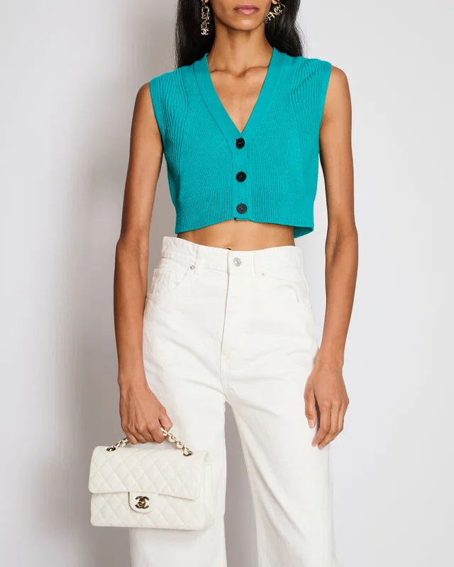Hermès Turquoise Sleeveless Cashmere Knitted Vest Size FR 34 (UK 6) in Blue Cashmere from Sellier