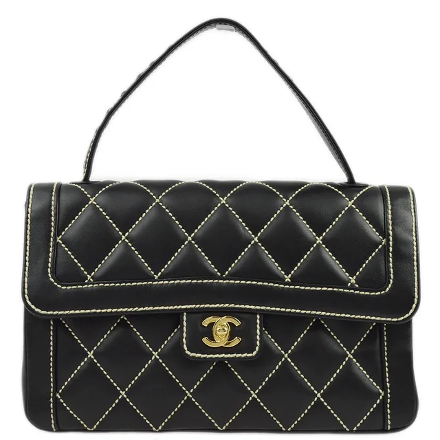 Chanel 2004-2005 Black Calfskin Wild Stitch Handbag in Black Calfskin from AMORE Vintage Tokyo