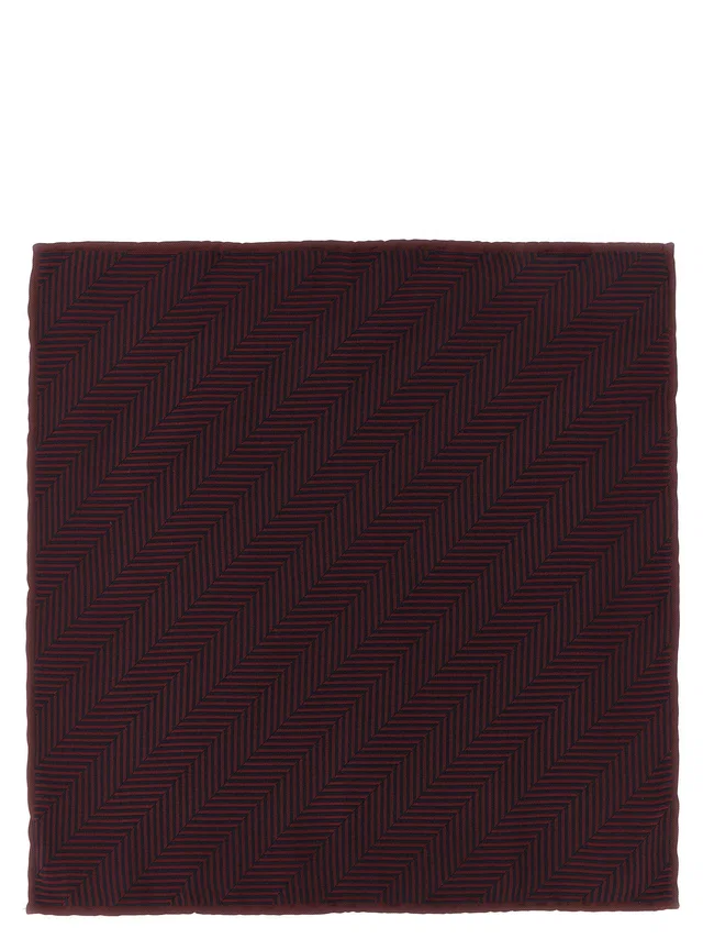 Brunello Cucinelli Chevron Jacquard Silk Pocket Square — Burgundy Pure Accessory in Burgundy Silk from HEWI