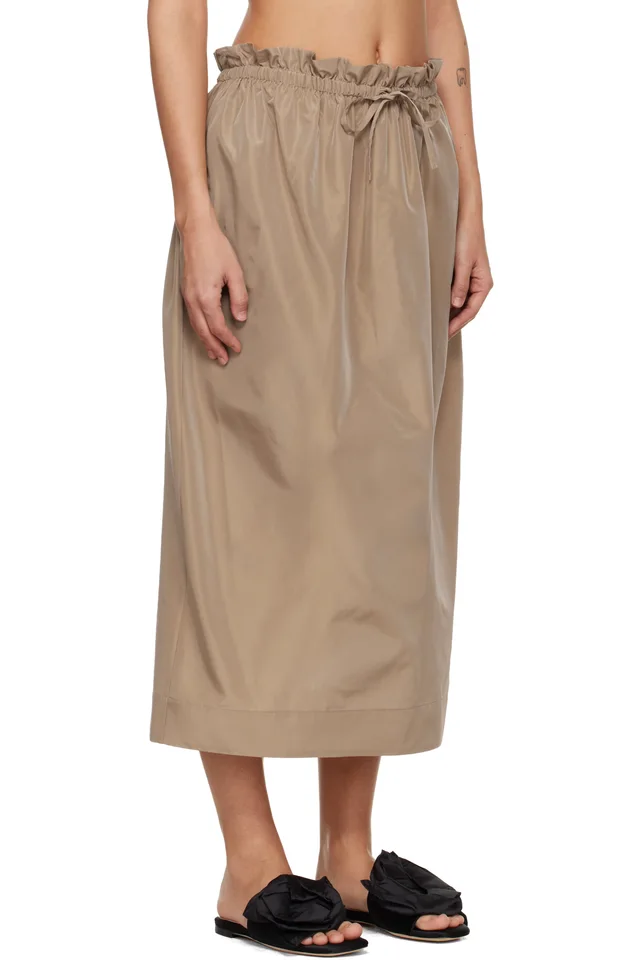 Simone Rocha Tan Gathered Waist Tulip Midi Skirt, photo 2 of 4 from SSENSE