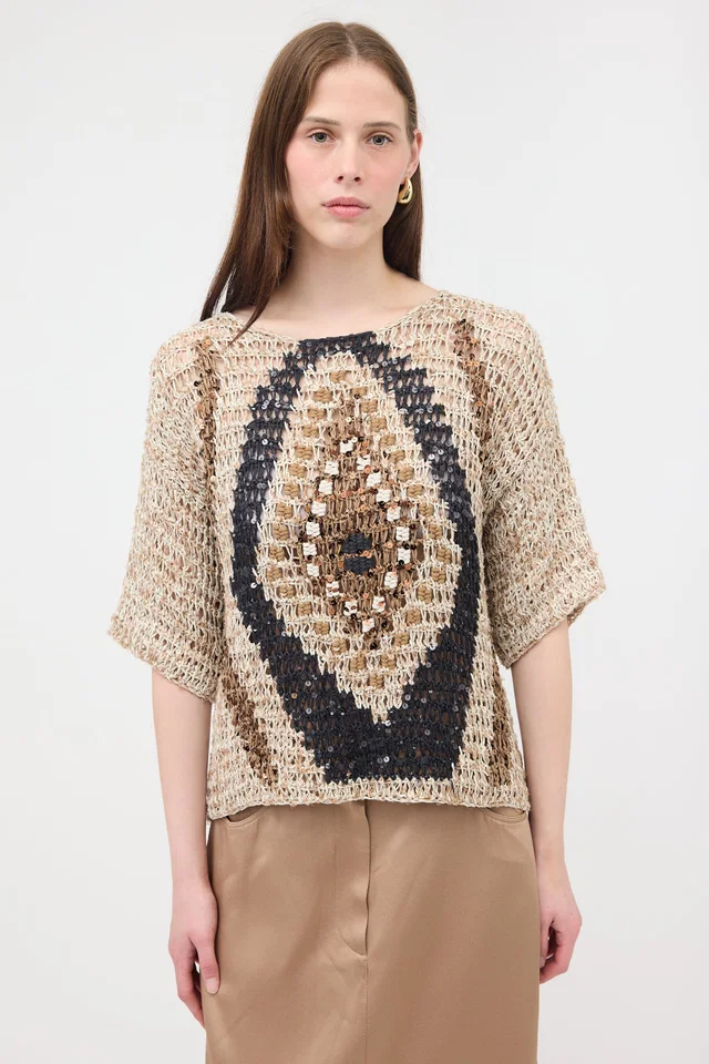Brunello Cucinelli Crochet Sequin Sweater from VSP Consignment