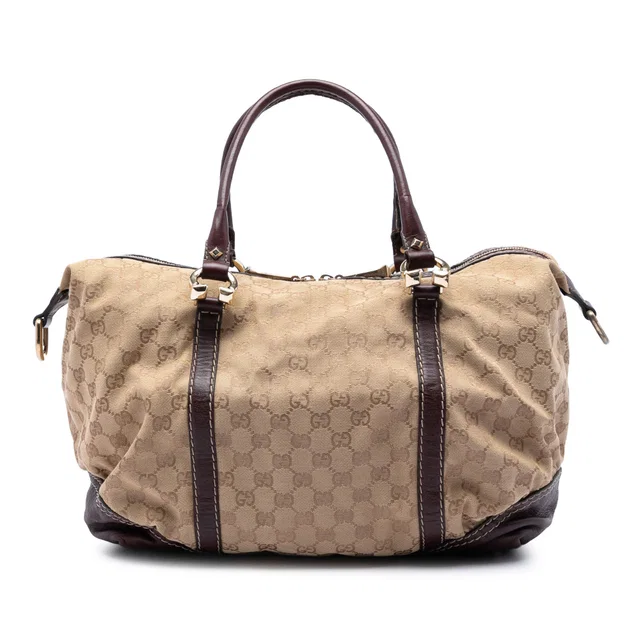 Beige Gucci GG Canvas Horsebit Nail Boston Bag in Beige Canvas from Designer Revival