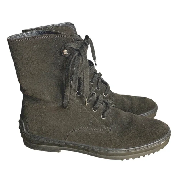 Tod's Lace Up Combat Ankle Boots Womens 7 Brown Suede Leather Italy Luxury in brown|red Suede from Poshmark
