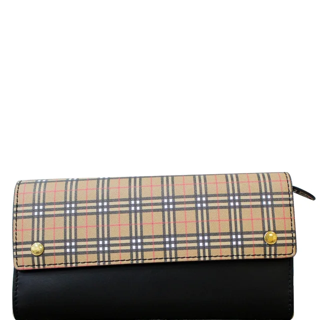 Burberry Small Scale Continental Check Leather Wallet Black in Black Leather from Dallas Designer Handbags