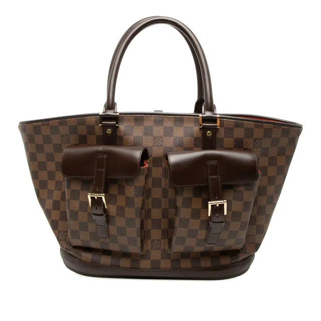 Brown Louis Vuitton Damier Ebene Manosque GM Tote Bag in Brown Canvas from Designer Revival