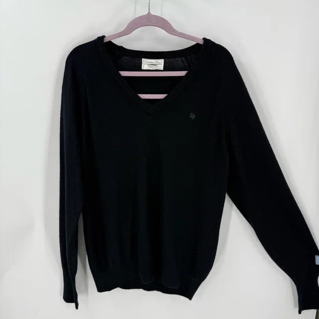 Dior Vintage Classic Black V-Neck Sweater Large in black from Poshmark