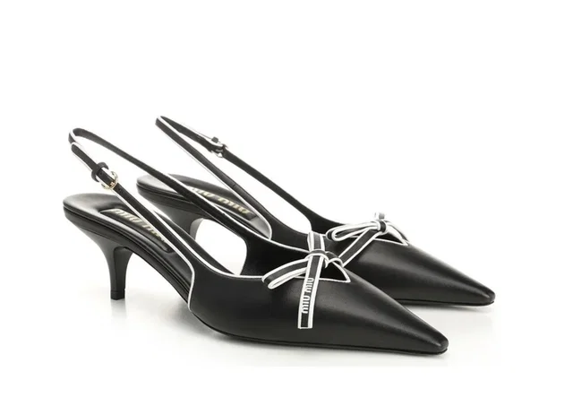 Miu Miu Heeled Shoes 37.5 Black in Black Leather from HEWI
