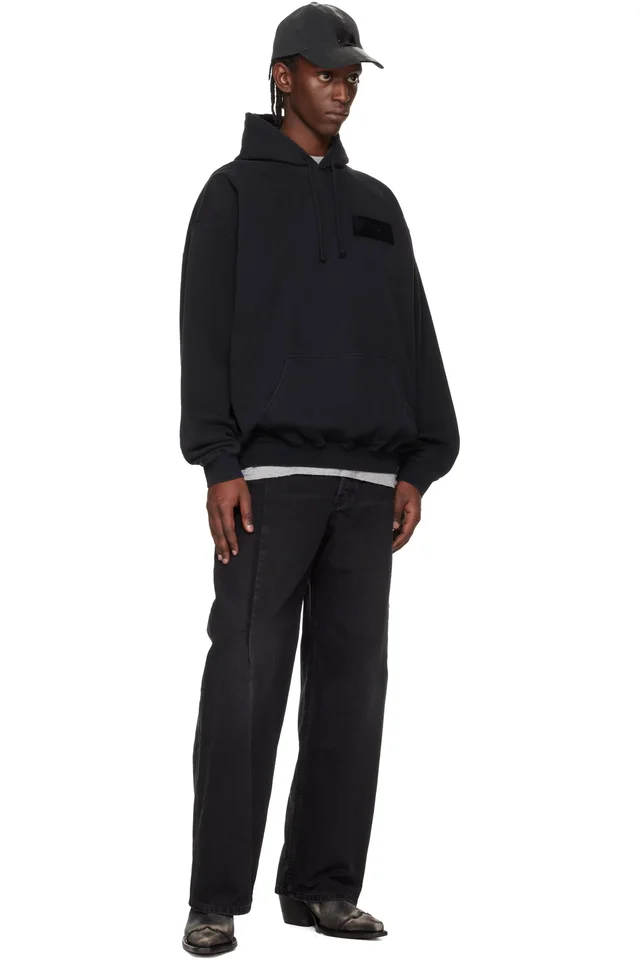 VETEMENTS Black Taped Logo Hoodie, photo 4 of 4 from SSENSE