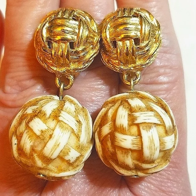 Givenchy Paris Ny Vtg Basket Weave Earrings in gold Resin from Poshmark