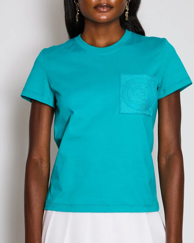 Hermès Turquoise H Logo Print T-Shirt Size FR 36 (UK 8) in Blue from Sellier