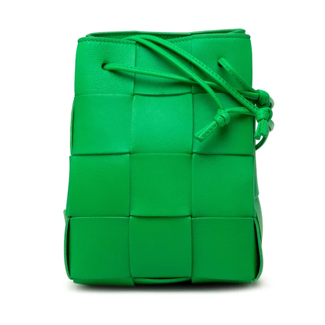 Green Bottega Veneta Small Nappa Maxi Intrecciato Cassette Bucket Bag in Green Nappa leather from Designer Revival
