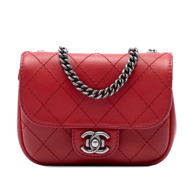 Red Chanel Paris Dallas Goatskin Wild Stitch Flap Crossbody Bag in Red Goatskin from Designer Revival