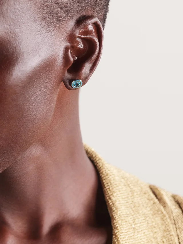 ALISON LOU Madison 14-karat gold, laboratory-grown topaz and enamel earrings in Blue, photo 2 of 2 from NET-A-PORTER (Canada)