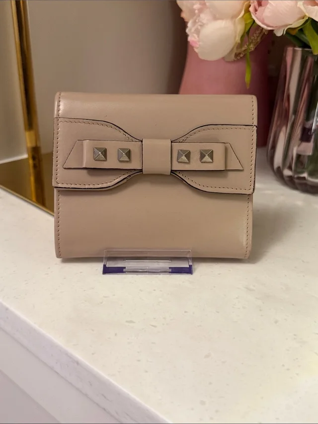 Valentino Garavani Bow-Accent Leather Trifold Wallet In Light Blush W Coa Dusty in brown|red Leather from Poshmark
