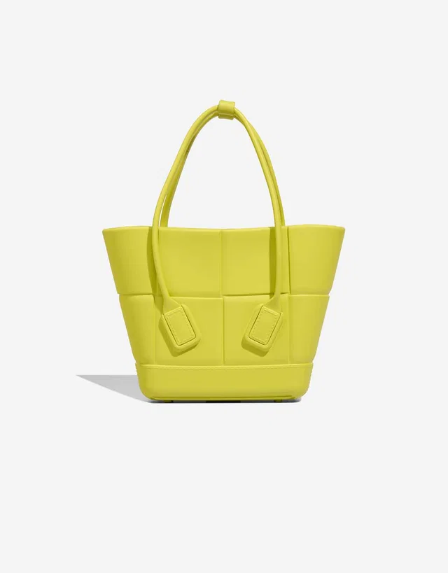 Bottega Veneta Arco Tote Small Rubber Lime Yellow in Green, Yellow Woven leather from SACLÀB