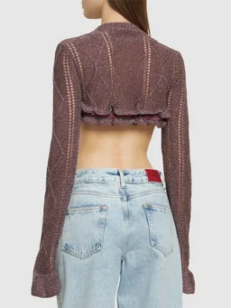Cormio Cropped Pullover with Ruches in 70% Viscose, 15% Metallic Fiber, 15% Polyamide, photo 3 of 5 from LUISAVIAROMA
