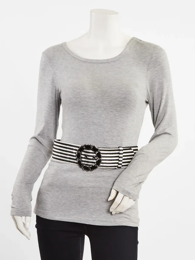 Chanel Black/White Stripe Velour Wide Chain Belt Size 75/30 in Black from Yoogis, photo 3 of 7