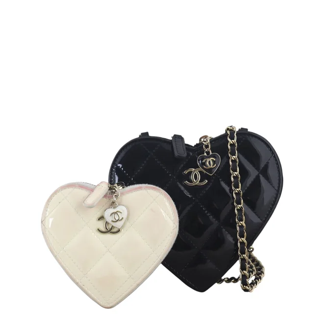 Chanel CC Double Heart Clutch With Chain in Patent leather from Luxe.It.Fwd