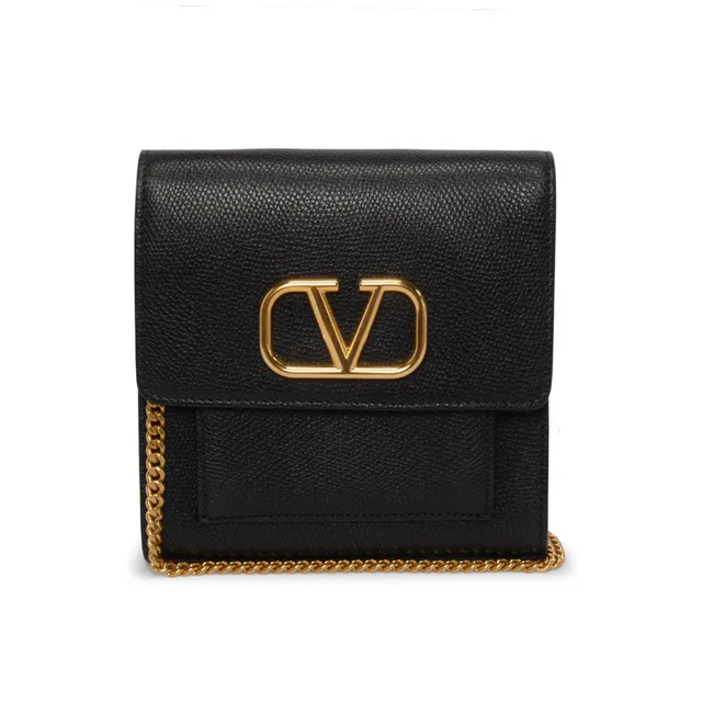 Valentino Garavani Grained Leather VSling Bag in Black Caviar leather from Blue Spinach
