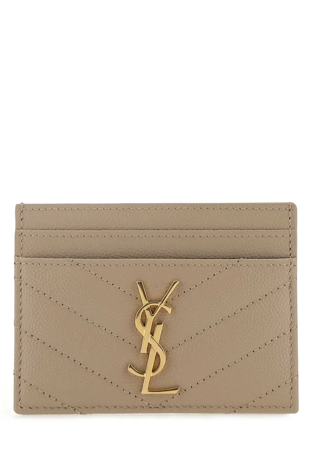 Saint Laurent Tessere Card Case — Beige Wallet in Beige Calfskin from HEWI