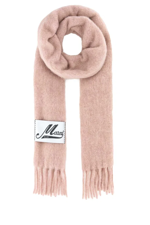 Marni Alpaca Blend Scarf — Pink Exterior: Nylon Scarfs in Pink Nylon from HEWI