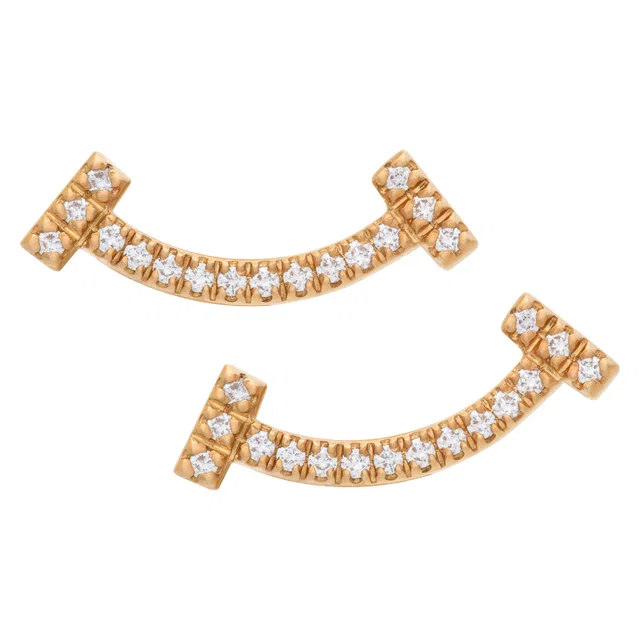 Tiffany & Co. diamond smile earrings in Pink Rose Gold from Gray And Sons