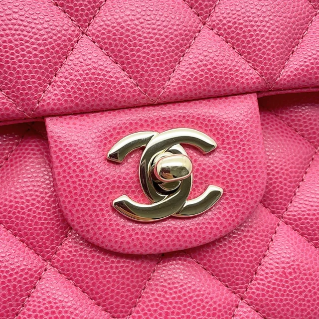Chanel Matelasse W Flap ChainShoulder Bag PinkA01113 Caviar Leather Size 23 in Caviar leather from GALLERY RARE, photo 8 of 17