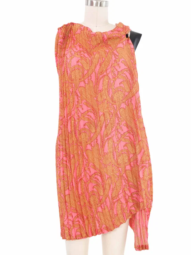2017 Junya Watanabe Comme des Garcons Pleated Paisley Silk Dress in Silk from Arcade Vintage