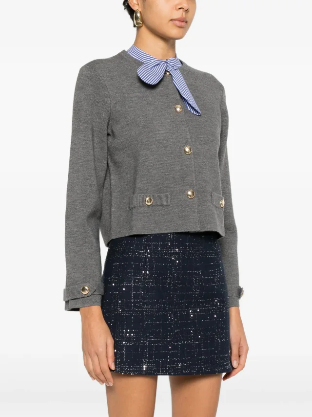 Maje cardigan with removable tie in Grey, photo 3 of 5 from FARFETCH