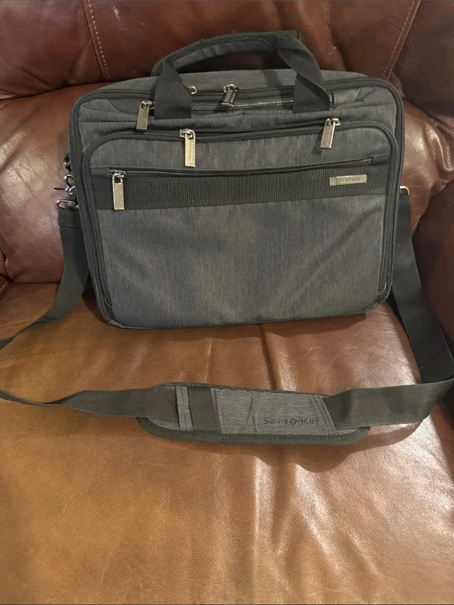 Samsonite Dark Gray Men's Laptop Briefcase With Shoulder Strap in black|gray from Poshmark