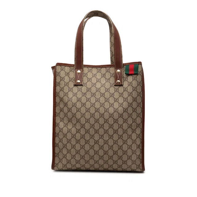 Beige Gucci GG Supreme Web Tote in Beige Coated canvas from Designer Revival