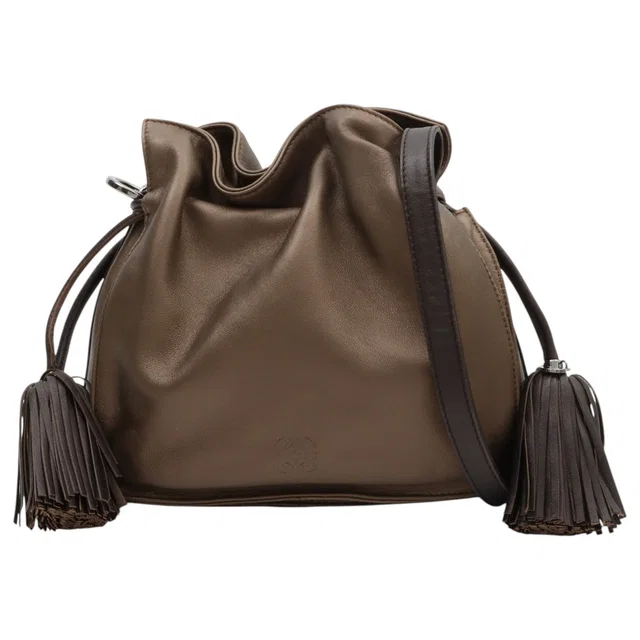 Loewe Anagram Flamenco Shoulder Bag Bronze in Leather from VINTAGE QOO TOKYO