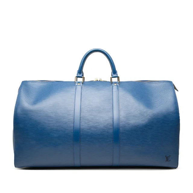 Blue Louis Vuitton Epi Keepall 55 Travel Bag in Blue Leather from Designer Revival