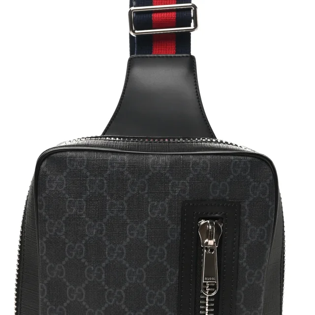 Gucci GG Supreme Monogram Web Belt Bag Black Grey in Black Coated canvas from FASHIONPHILE, photo 8 of 10