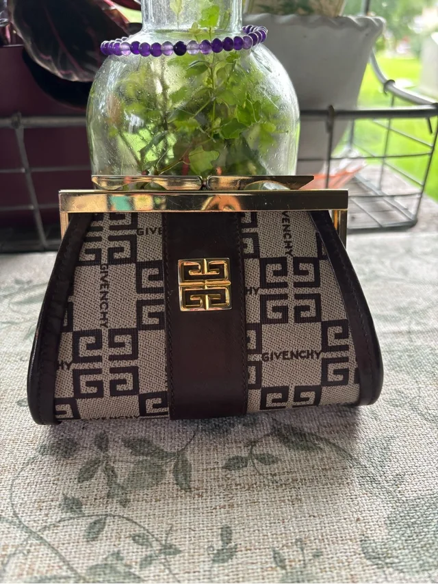 Vintage Authetic Givenchy Kiss Lock Change Purse in brown|red from Poshmark